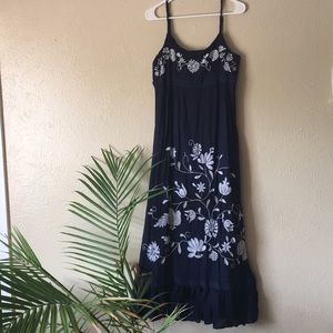Blue & White Embroidery Maxi/Boho/Bohemian Dress